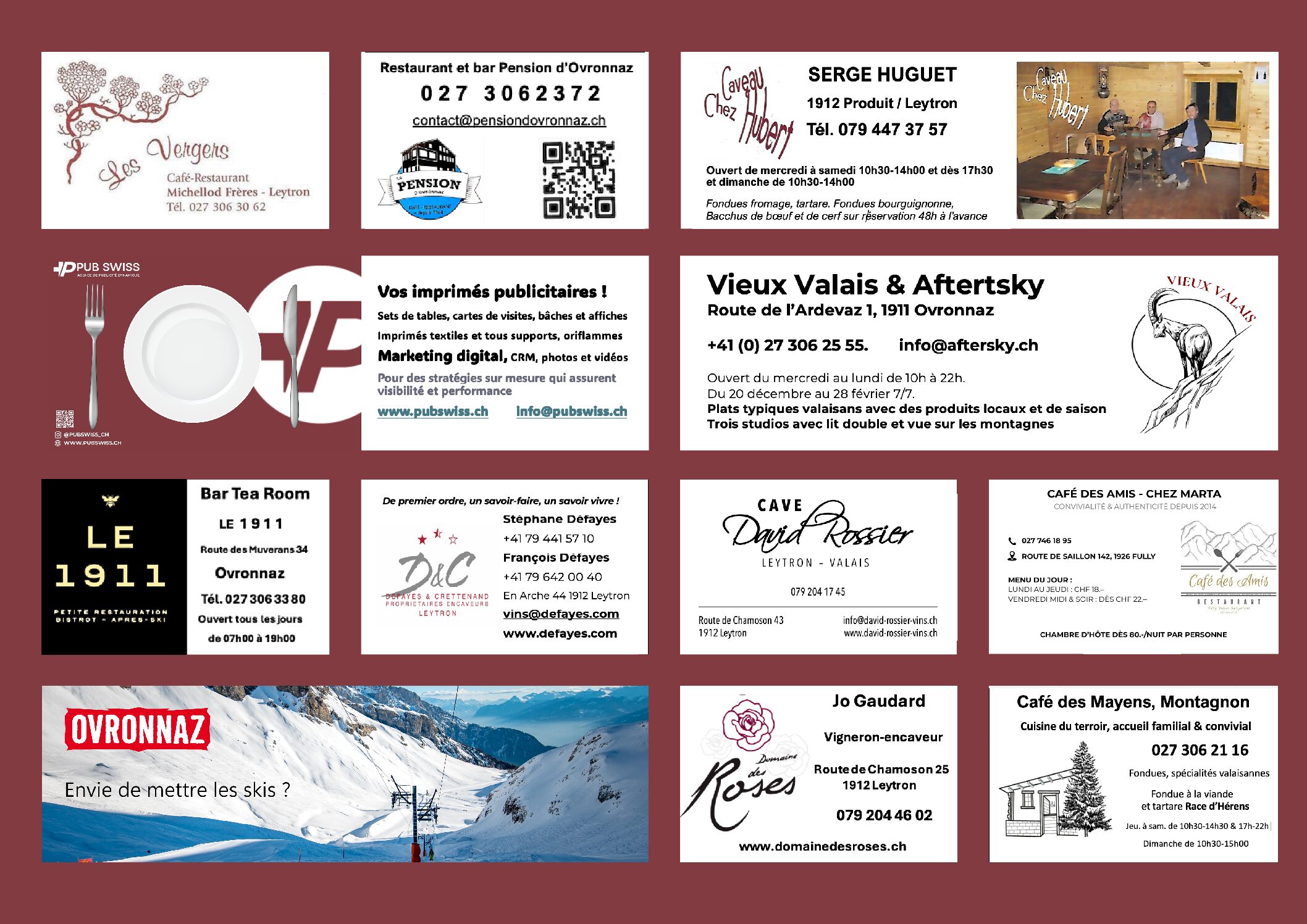 Sets de tables personnalisés ou publicitaires – 4- 12 publicités par set